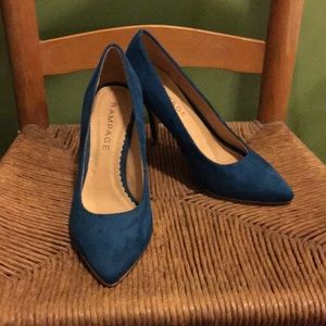 Rampage point toe high heel pumps sueded teal 8